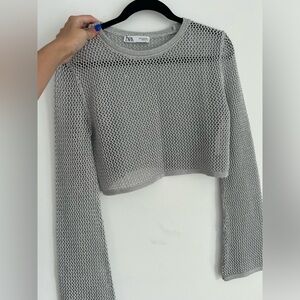 ZARA Sparkly long sliver top